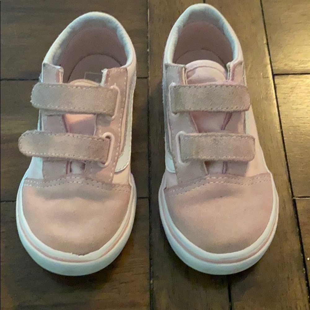 Girl Toddler Lt Pink Velcro Vans Size 9